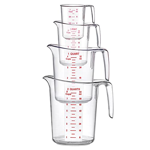 Melissa - Plastic Measuring Cups (4-Piece Set), Food-Grade Measuring Jugs, 1/2/4/8-Cup Capacity, Unbreakable, Stackable, Dishwasher-Safe, Great for Oil, Vinegar, Flour, and More - style: 4-Piece Set (1/2/4/8-Cup)