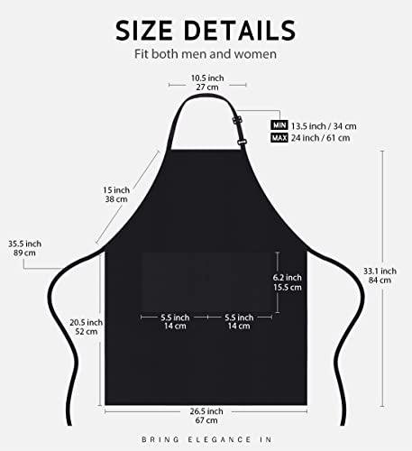 Syntus Apron for Men Women, Adjustable Cooking Kitchen Apron with 2 Pockets | Machine Washable, Firm Stitching, Stain Resistance, Long Tie Straps, 2 Pockets, Versatility, Unisex Use, Gift, BBQ - color: Basic Black, style: 2 Cotton