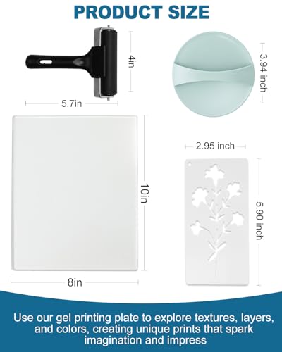 UCEC 32 Pack Gel Plate Printing Kit, Reusable 8x10 Gel Printing Plate - color: Clear-Gel Printing Kit 8×10 Full Set
