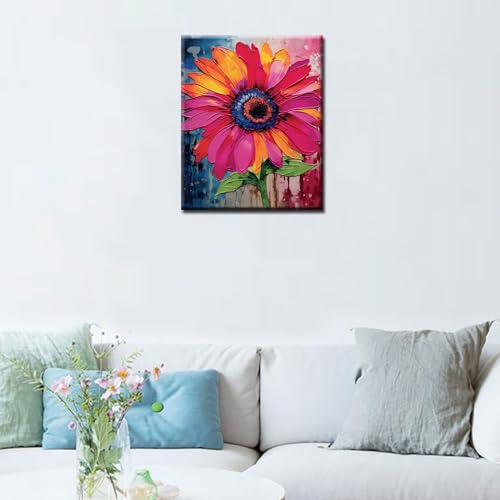 Poppy Flower DIY Paint by Numbers for Adults Kids Watercolor Paint by Numbers DIY Painting Acrylic Spring Paint by Numbers Painting Kit Home Wall Living Room Bedroom Decor (DIY Frame - color: Plant-04, size: 16''x20''(DIY Frame)