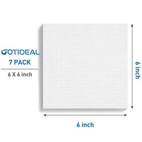 GOTIDEAL Stretched Canvases for Painting, 6x6 Inch Set of 7, Primed White - color: White, size: 6"x6"