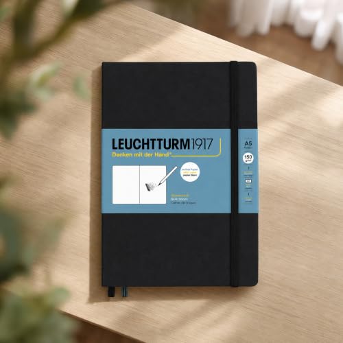 Leuchtturm1917 - Medium A5 Hardcover Sketchbook (Black) - 112 Pages of 150g/m² Paper - color: Black, size: Medium (A5)