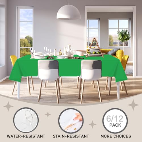 D&Z 12 Pack Green Disposable Plastic Tablecloth 54"x108" Table Cover - color: Green, size: 12 Pack 54"×108" Rectangle