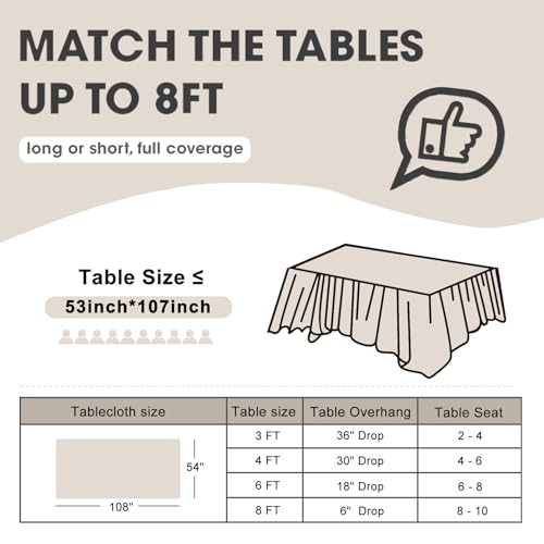 D&Z 12 Pack White Disposable Plastic Tablecloth 54"x108" Table Cover - color: White, size: 12 Pack 54"×108" Rectangle