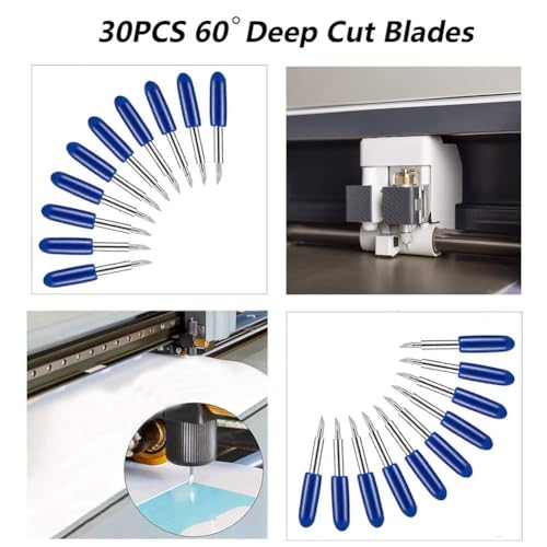 Elefama Deep Cut Blades Compatible with Explore Air 2 Air Maker Expression Vinyl Fabric 30PCS 60 Degree Compatible with Explore Air 2 Air Maker Expression Knife Cutting Blades Replacement - color: 30pcs 60° Deep Cut Blades