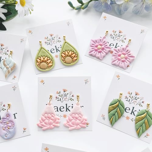 Xaekicr 9 Pcs Boho Polymer Clay Cutters with Hole - Lotus, Leaf & Mandala Shape Jewelry Making Tools for Earrings & Pendants, Soft Clay Molds - color: 2C color
