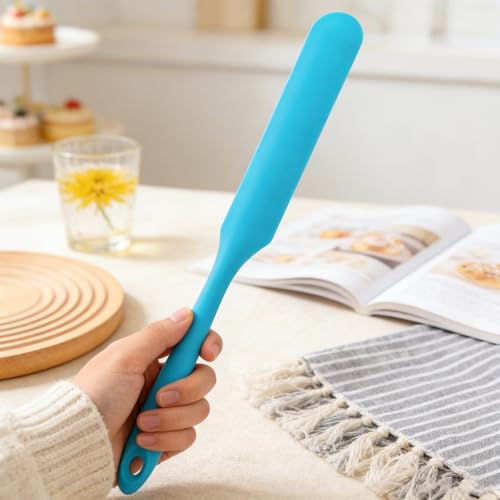 2 Pcs 13 Inch Silicone Jar Spatulas, Non-Stick Heat Resistant Cake Cream Spatulas Set, Large Cake Cream Butter Spatulas for Jars, Blender, Cooking Baking (Blue Green) (Blue and Green) | 13 Inch Non-Stick Heat Resistant,Large Cake Cream Butter Spatulas for