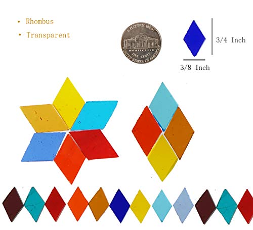 1600 Transparent Cathedral Glass Mosaic Tiles for Arts and Crafts - Mixed Color Stained Glass Pieces, 4 Shapes Mixed - color: Transparent Assorted Colors - 4 Shapes (1600pcs)