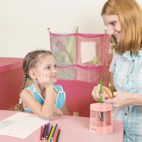 Deli Electric Pencil Sharpener, Automatic Pencil Sharpeners, Pink | Suitable for No.2 Pencils Colored Pencils, USB & Battery Operated Pencil Sharpener for School, Home, Office, Classroom - color: Pink