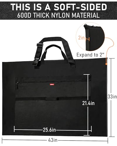Nicpro Light Weight Art Portfolio Bag, 32x42” Waterproof Art Portfolio Case | with Shoulder & Handle Carry, for Artwork, Poster, Sketch Drawing, Canvas, Photography, Solar Panel Storage - size: 32 x 42 inches