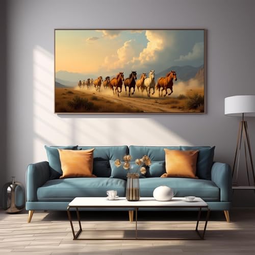 DDGEMART 5D Diamond Painting Kit for Adults, Full Drill Majestic Running Horses Wild Stallion Animal Art for Beginners, Large Horizontal 28x16 inch - color: Majestic Running Horses