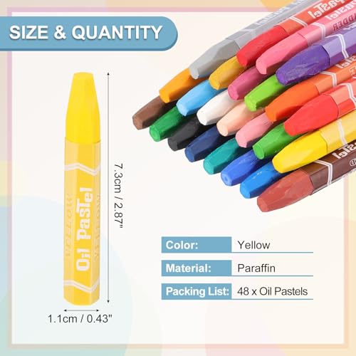 PATIKIL Yellow Oil Pastels, 48Pcs Soft Oil Crayons Pastels Stick Vibrant and Creamy Art Supplies Bulk for Artists Beginners Art Painting Drawing Blending Graffiti Gallery - color: Yellow