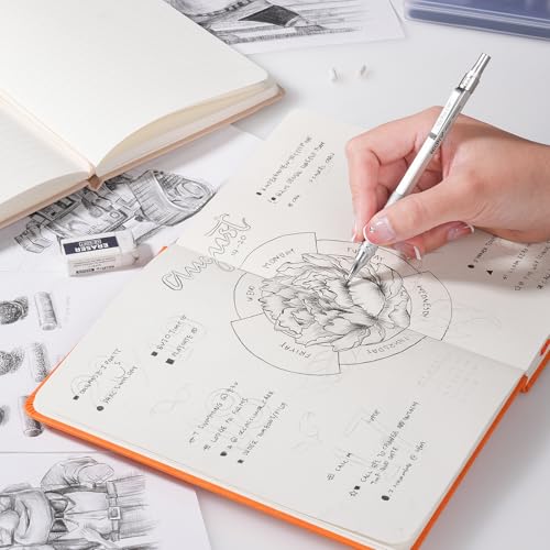 Nicpro Metal Mechanical Pencil Set 5 PCS Art Drafting Pencils For Sketching - color: Silver, style: 0.3 0.5 0.7 2.0