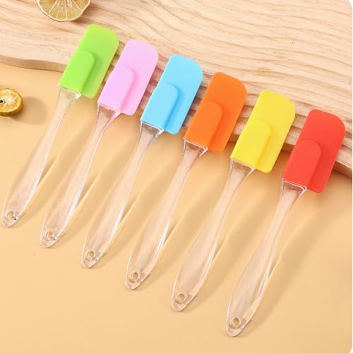 5 PCS,7Inch Silicone Spatulas Rubber Spatula Small Spatula Baking Mini Spatula Mixing Tool for Nonstick Cookware, Cooking (Pink green yellow orange blue) - color: mini5pcs