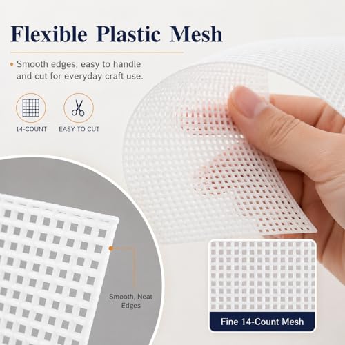 YOUNTHYE 12 Pack 14 Count Plastic Canvas Sheets, 8.2 x 11 Inch White Plastic Mesh Canvas for Needlepoint, Cross Stitch, Embroidery, Acrylic Yarn Crafts, Crochet Projects and DIY Decorations - size: 14count