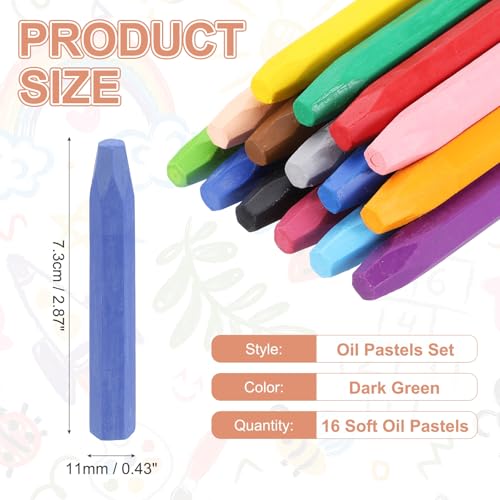 MECCANIXITY 16PCS Oil Pastels Set, Soft Oil Colored Drawing Pastels Chalk Vibrant Color for Artists Art Supplies for Beginners Teachers, Dark Green - color: Dark Green