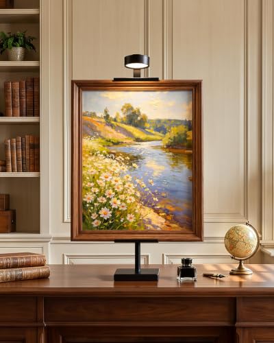 Adjustable Tabletop Easel Stand with Picture Frame Light, Black | Picture Easels for Display Up to 29" H, Picture Frame Holder, For Art, Photo - color: Light Black