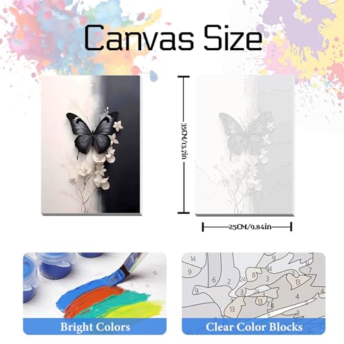 Butterfly Paint by Numbers Kit for Adults Framed Canvas,Painting by Numbers Kits with Frame on Canva for Beginner,DIY Watercolor Oil Painting Frame for Birthday Gift Decor for Home Wall. (butterfly1) - color: butterfly1