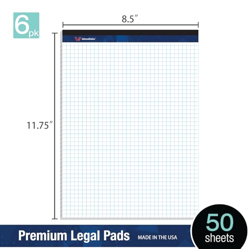 Woodlake Graph Paper Pads 8.5 x 11, 4x4 Quad Ruled, Premium Thick Paper Made In USA, No Ink Bleeding, 50 Sheets Per Pad,6 pack, Micro-Perforated Graph Paper Notebook - color: White, size: 8.5 x 11 Graph Ruled