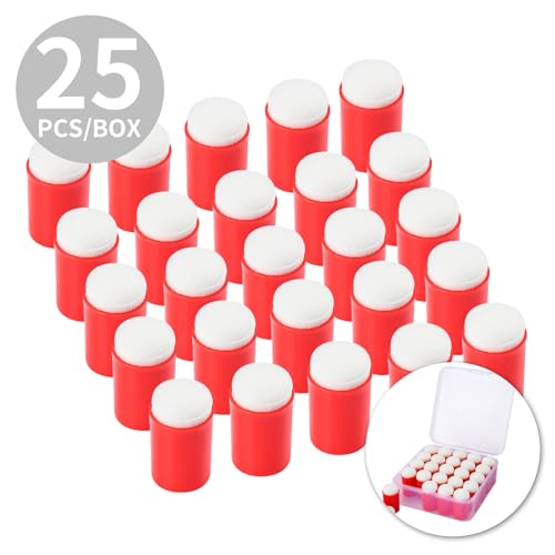 25 Pieces Sponge Daubers W/Storage Case - Great for Applying Ink, Chalk, Paint, and More to Your Projects - Fits Over The Finger and Makes Blending Accuracy Easier - color: Red