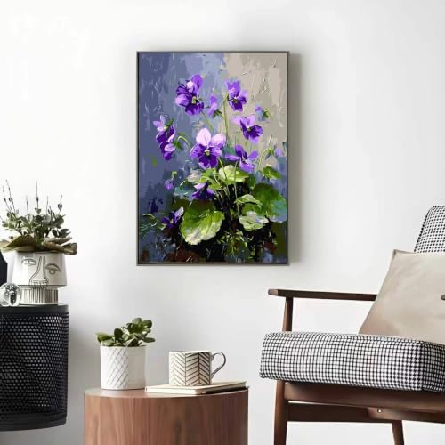 Violet Paint by Numbers Kit for Adults Beginner,Wall Crafts 16 X 20 inch - color: MT6547