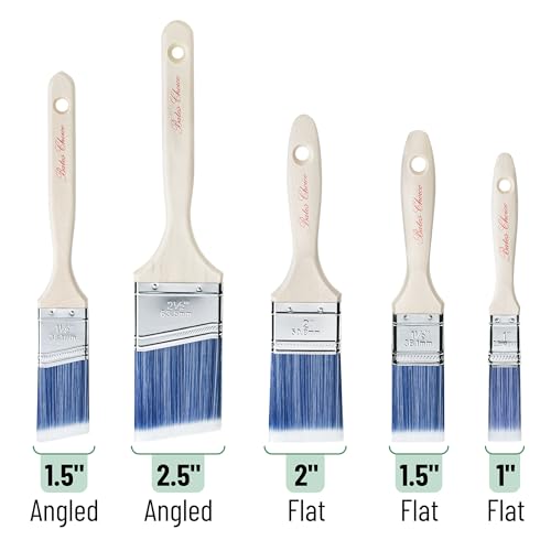 Bates Paint Brushes, 5 Pack - Flat & Angle Brushes, Assorted Sizes, Wooden Handle, for Walls & Furniture - color: Wood Handle Angle/Flat, size: 5 Pack, 1", 1.5", 2", 2.5"