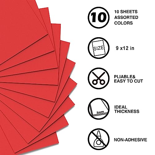 MEARCOOH Red Foam Sheets Crafts 9x12 Inch 2mm Eva Color Craft Foam Paper for Crafts Project Preschoolers Classroom Scrapbooking DIY Cosplay(10 Sheets) (Pack of 2) - color: Red, size: 10PCS Non-adhesive (Pack of 2)