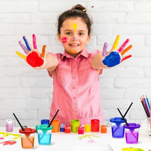 10 Pack Paint Cups with Lids for Kids, Art Supplies No Spill Painting Cups for Young Artist, Reusable Paint Water Cup Paint Mixing Cups for Classroom Arts Crafts Supplies