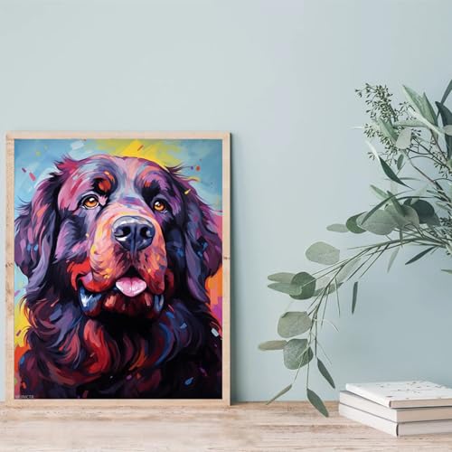 WUIVCTR Paint by Numbers for Adults, Animal Dog, Newfoundland Dog, Paint by Numbers on Canvas, DIY Paintwork Drawing Art for Beginner Gift, 40x50cm, Without Frame
