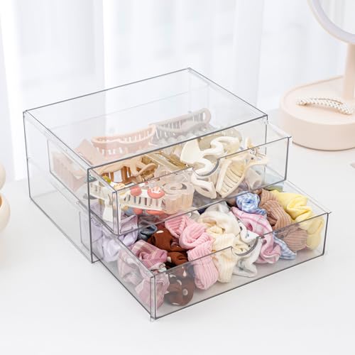 Clear Desk Drawer Organizer, 6 Drawers, Plastic | Stackable Desk Organizers and Accessories, For Pencils, Books, Art Crafts, Makeup, For Home Office, Bathroom, Kitchen - size: 6 Drawers
