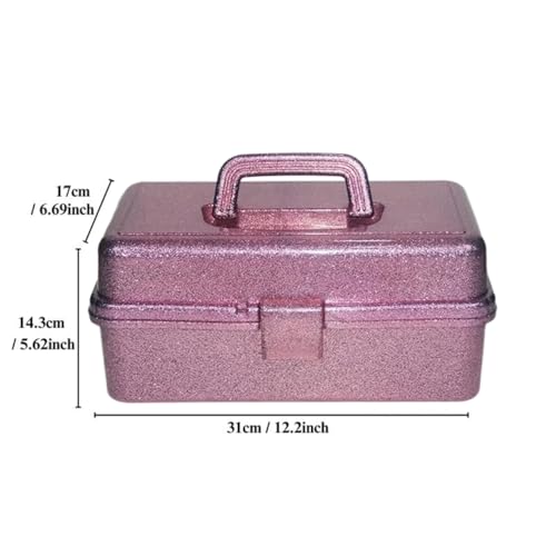 12.2inch 3-Layer Art & Craft Storage Organizer, Portable Plastic Tackle Box, Multipurpose Case for Sewing Supplies, Medicine, Makeup, Painting Tools, Pink - color: Pink
