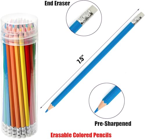 Pre-sharpened Colored Pencils with Erasers, Erasable Color Pencils, Drawing Pencil, Art Pencil for School Supplies, Drawing Supplies (36 Colors) - style: 36 Colors