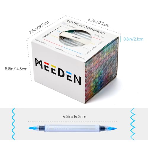 MEEDEN Acrylic Paint Markers Dual Tip: 96 Colors Brush & Round Tip for Art | Quick Dry, No-bleed Paint Markers with Automatic Ink Control for Adult Coloring, Waterproof Markers DIY Art & Crafts Gifts - color: 96 Colors