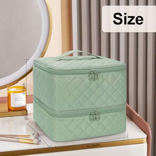 Nail Polish Organizer Bag Holds 30+ Bottles (15ml/0.5 fl.oz) &UV Nail Lamp - color: 02-Green, size: 30 Bottles