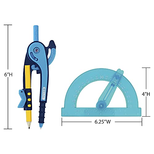 BAZIC Scale-Arm Compass with #2 Wood Pencil and 6-Inch Protractor Set (2807-12P) | #2 wood pencil and a 6 in protractor that draws clean circles and arcs for geometry; math - size: 1 Count (Pack of 1)
