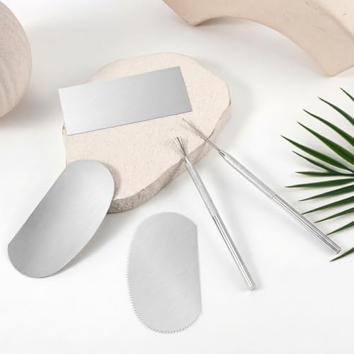 5pcs Clay Sculpting Tools Serrated Ceramic Rib for Pottery Ribs Serrated Rib for Pottery Steel Tools Ceramic Detail Ceramics Mud Tool Clay Needle Wire Texture Tool for Modeling Carving