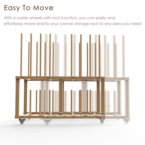 Art Storage Rack, Art Canvas Storage, Art Drying Rack, Canvas Boards Rack Art Storage with Handle & Caster Wheels for Drawing Board, Panel, Paper Pad for - size: 16"D x 38.5"W x 39.5"H