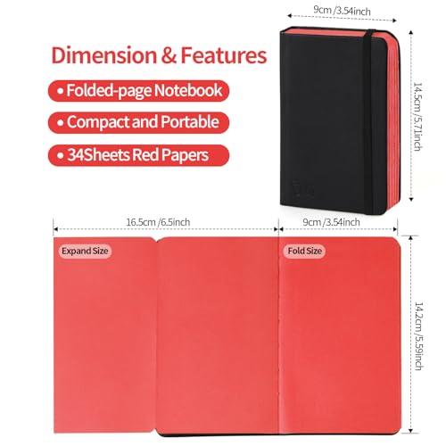 3.5x5.7 Mixed Media Sketch Pad,Folded Colored Paper Sketchbook for Drawing - color: Folded Booklet-Red