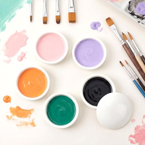 4 Sets Ceramic Watercolor Palette 5 Layers Stackable Porcelain Paint Mixing Trays with Lids Round Watercolor Mixing Palette Dish Bowls for Artist Gouache Pigment Chinese Ink (3.15 x 3.74 in) - size: 3.15 x 3.74 in