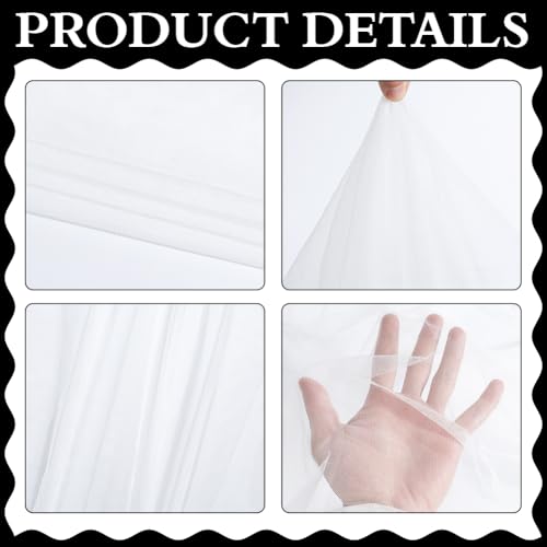 39.4x63 Inch White Tulle Mesh Net Fabric by The Yard for Sewing | Breathable Netting Sheer Tulle Polyester Fabrics Soft Voile Solid Mosquito Cloth for Making Crafts Wedding Dresses Clothes - color: White