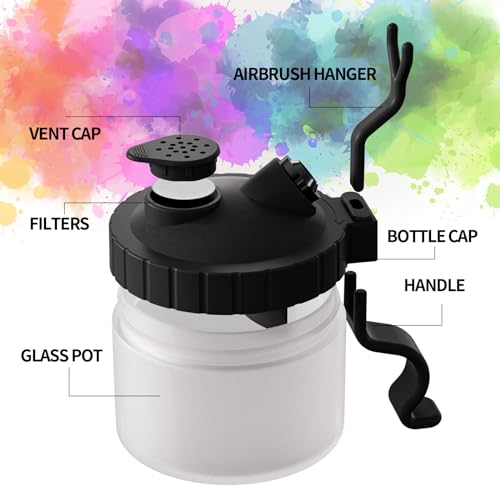crpen Airbrush Kit with Brush Cleaner Solution Airbrush Cleaner Kit Airbrush Holder Stand Airbrush Cleaning Pot Airbrush Spray Cleaning Efficient Cleaning of Airbrushes (Black)