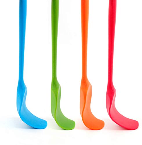 Food Grade Silicone Spatula Set Heat Resistant Small Rubber Spatulas,4 piece Silicone Spoonula Spatula Non-stick Baking Curved Spatulas Multicolor Dinnerware (21.7cm/8.56inch) - size: small
