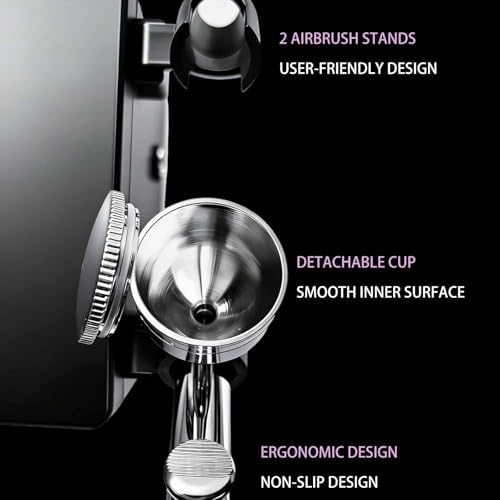 RDSWA Airbrush Kit with Quiet Air Compressor,Portable 51psi Pressure,One-Button Easy Operation,Dual-Action,0.3mm Nozzle,Ideal for Models,Nail Art,Barber,Makeup,Cake Decoration,Beginners-Professionals