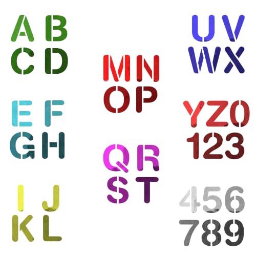 NAKLEO Painting Stencils for Kids, 8 Pcs Set 6x6, Alphabet Numbers - color: Alphabet & Numbers