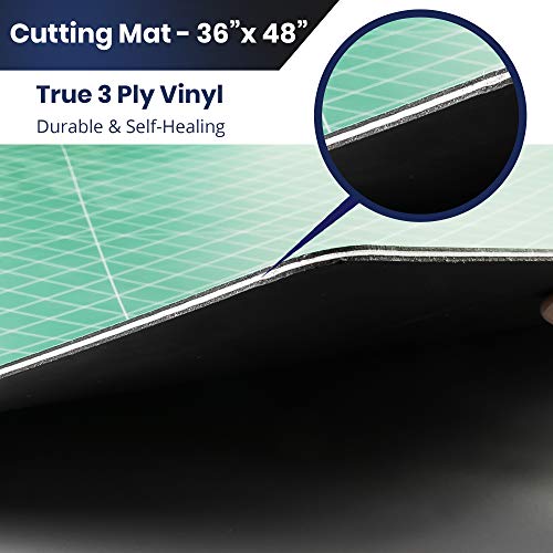 Pacific Arc Single Sided Self Healing Vinyl Rotary Cutting Mat - Thick & Durable Fabric & Paper Cutting Mat (36"x48") - size: 36"x48"