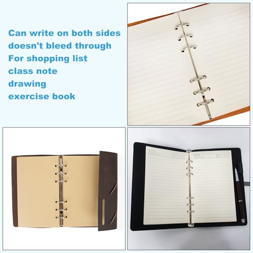 PATIKIL A7 Refill Paper, Unlined Blank Kraft Paper Refillable 6 Hole Filler Inserts Loose Leaf Paper for 6 Ring Binder Notebook, 80 Sheets/160 Pages, Black