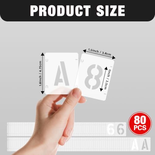 Alphabet Symbol Stencils Set, 80 Pcs Reusable Painting Stencils with Interlocking Letters, Suitable for Wall Art, Rock Painting, Fabric DIY, Party Banner and Custom Sign Making - size: 1IN