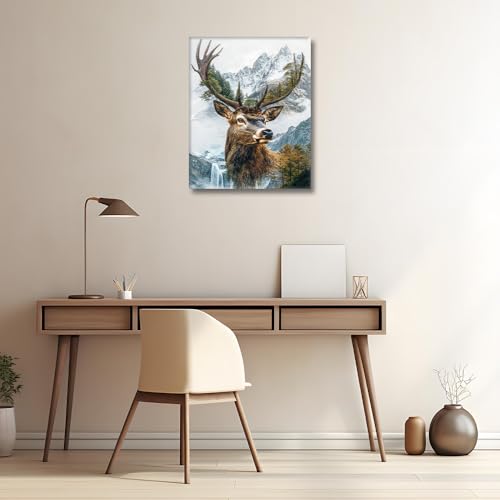 HULDFRDA Paint by Numbers for Adults, Animal Close-up Paint by Number Kits on Canvas, DIY Painting Kit on Canvas Without Frame, Deer Adults' Painting by Number Kit Wall Decor, 16 x20 Inch - color: Color-2