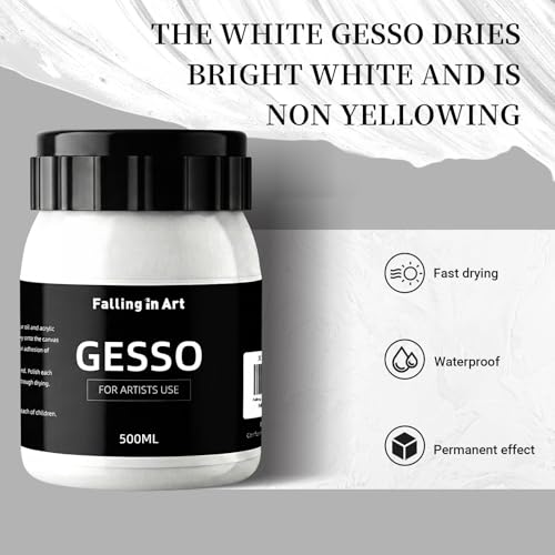 Falling in Art 16.9 Oz White Gesso Primer for Acrylic &Oil Paint - color: White