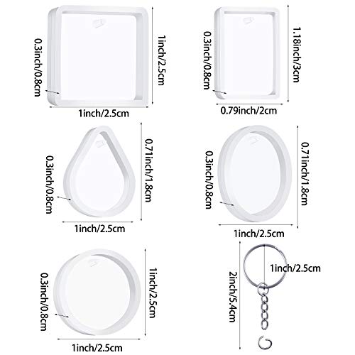 WILLBOND 67 Pieces Resin Keychain Molds Silicone with Hole, 5 Shapes